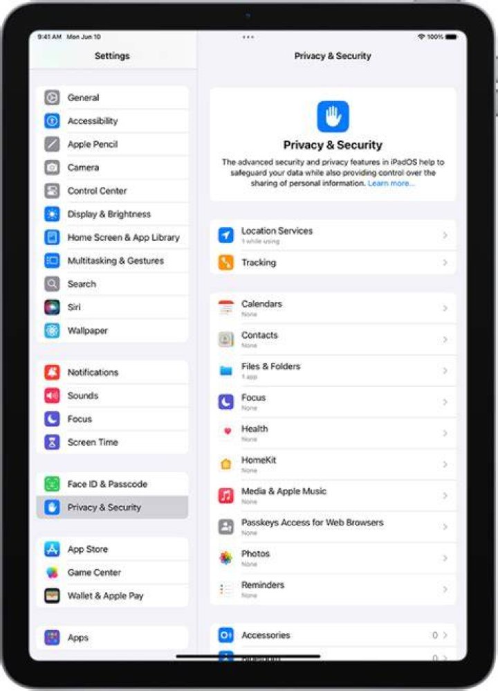 How do you change security settings on iPad?